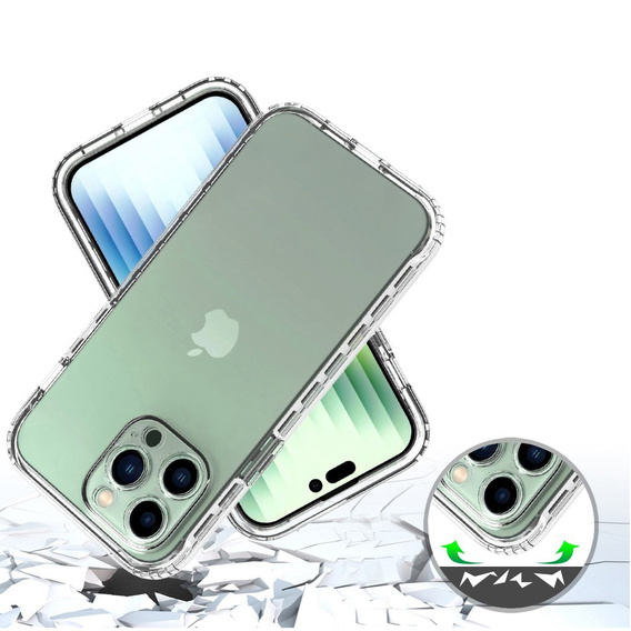 Carcasă pentru iPhone 14 Pro Max, Shockproof, cu folie, transparentă
