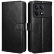 Cu clapetă pentru Xiaomi Poco F6 Pro, Crazy Horse Wallet, negru