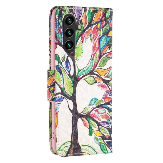 Cu clapetă pentru Samsung Galaxy A55 5G, Wallet, Tree of life, alb