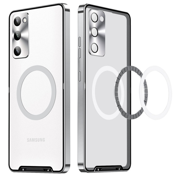 Carcasă de protecție pentru camera foto pentru Samsung Galaxy S20 FE, CamShield MagSafe, transparent / argintiu