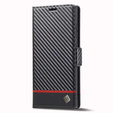 Cu clapetă pentru Samsung Galaxy S23 Ultra, Carbon LC.IMEEKE, negru