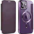 Cu clapetă pentru iPhone 11 Pro Max, RFID Wallet MagSafe CamShield, violet