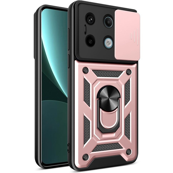 Husă blindată pentru Xiaomi Redmi Note 13 Pro 5G, CamShield Slide, roz