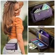 Husă CASEME pentru Samsung Galaxy S25 FE, RFID Leather Wallet, cu curea de umăr, violet