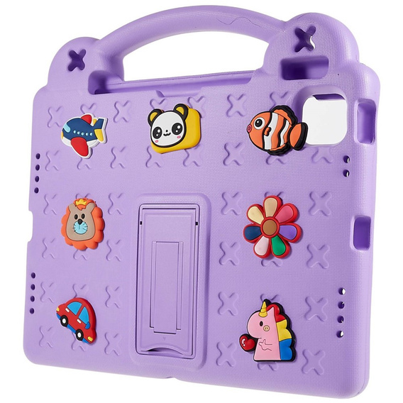 Husă pentru copii pentru Apple iPad Air 11" 6 gen. 2024, Cute Patterns, cu suport, violet