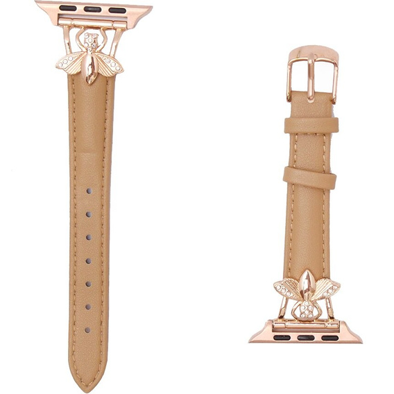 Curea din piele pentru Apple Watch 1/2/3/4/4/5/6/6/7/8/SE/Ultra 42/44/45/49mm, bej