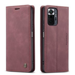 Husa CASEME pentru Xiaomi Redmi Note 10 Pro, Leather Wallet Case, roșu