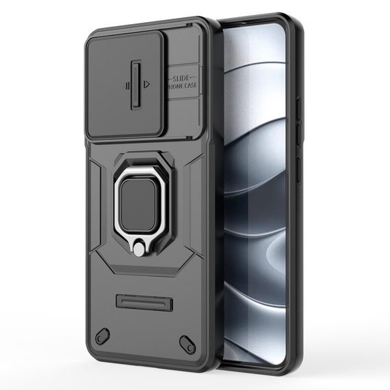 Husă pentru Xiaomi Redmi Note 14 5G, KickStand Camera Lens, negru