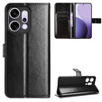 Husă cu clapetă pentru Oppo Reno 14, cu textură Crazy Horse, negru