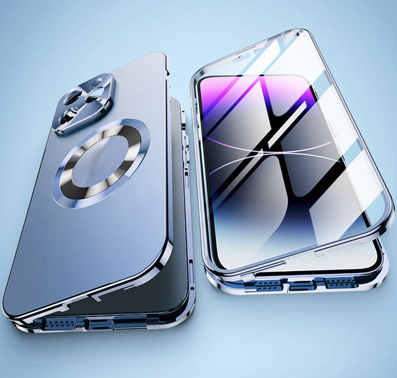 Husă pentru iPhone 13 Pro Max, Dual Glass, pentru Magsafe, albastru