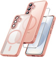 Husă pentru Samsung Galaxy S25+ Plus, pentru MagSafe, ERBORD Matt Case, roz + sticlă pentru ecran