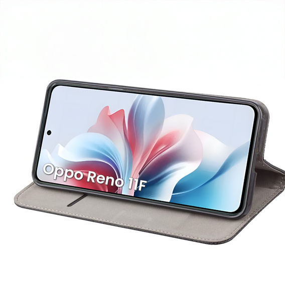 Husă pentru Oppo Reno 11F 5G, Smart Magnet, albastru închis + sticlă 9H