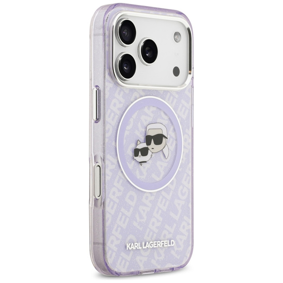 Husă MagSafe cu logo Karl & Choupette Heads IML Glitter Karl Lagerfeld pentru iPhone 17 Pro