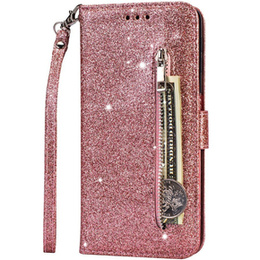 Cu clapetă pentru Xiaomi Redmi Note 8 Pro, Wallet Zippered, roz rose gold