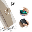 Carcasă flip pentru Samsung Galaxy M15 5G, Wallet Zipper Pocket, cu oglindă, alb