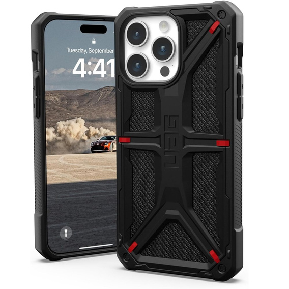 Carcasă Urban Armor Gear pentru iPhone 15 Pro Max, Monarch, Kevlar negru