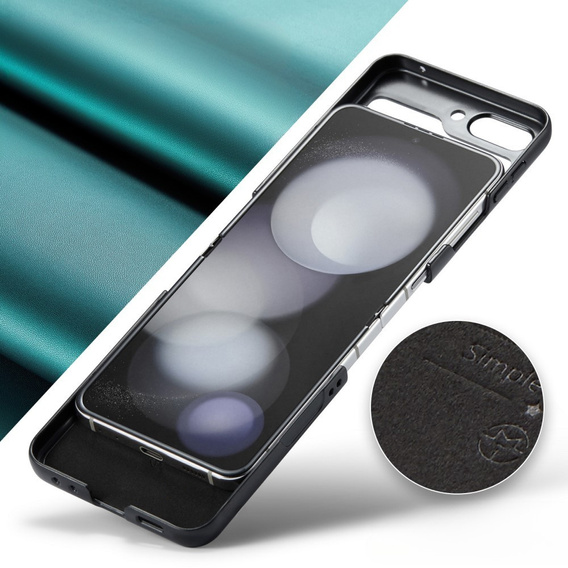 Husă pentru Samsung Galaxy Z Flip7 FE / Z Flip6, CASEME Litchi Leather, verde