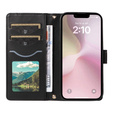 Husă cu clapetă pentru iPhone 16E, Rhombus Crossbody Leather, negru