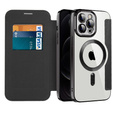 Cu clapetă pentru iPhone 12 Pro Max, RFID Wallet MagSafe CamShield, negru