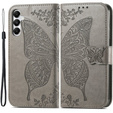 Cu clapetă pentru Samsung Galaxy A05s, Butterfly, gri