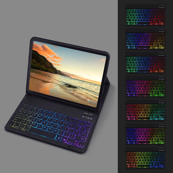 Husă cu tastatură bluetooth iluminată pentru iPad 10.9 2022 (10 gen.), negru