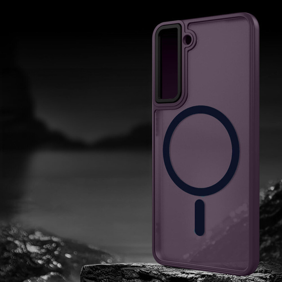 Husă pentru Samsung Galaxy S21, pentru MagSafe, ERBORD Matt Case, violet închis + sticlă pentru ecran