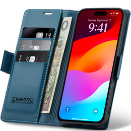 Carcasă de portofel Litchi lucioasă cu clapetă pentru iPhone 17 Pro Max