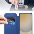 Cu clapetă pentru Samsung Galaxy S25 FE, RFID Wallet MagSafe CamShield, albastru închis