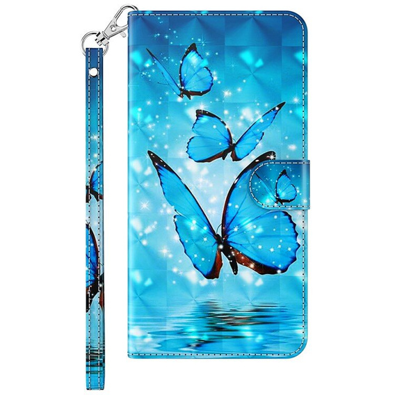 Cu clapetă pentru Xiaomi Redmi 13C / Poco C65, Wallet, Butterflies albastru