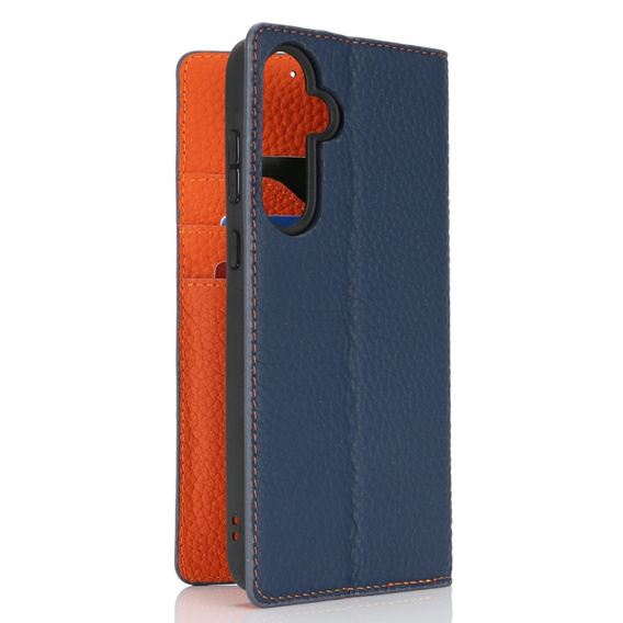 Cu clapetă pentru Samsung Galaxy S25, Litchi Skin Grain, albastru închis