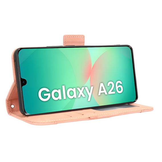Cu clapetă pentru Samsung Galaxy A26, Card Slot, roz