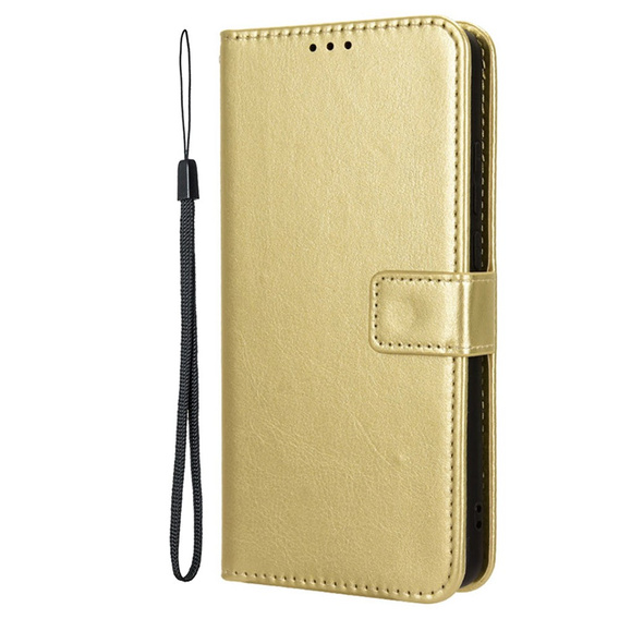 Cu clapetă pentru Xiaomi 14T, Crazy Horse Wallet, de aur