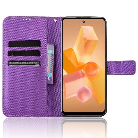 Cu clapetă pentru Infinix Hot 40i, Wallet Smart Magnet, violet