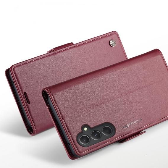 Husa cu clapetă CASEME pentru Samsung Galaxy A54 5G, Litchi Wallet, roșu