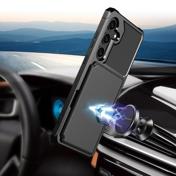 Husa pentru Samsung Galaxy A55 5G, Card Holder Kickstand, negru
