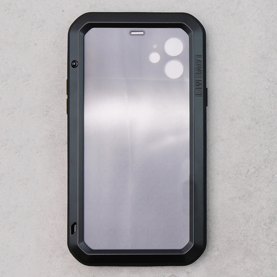 Love Mei Huse pentru iPhone 12, armored with glass, negru