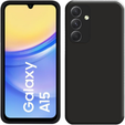 Carcasa pentru Samsung Galaxy A15, Silicone Lite, negru + sticlă 9H