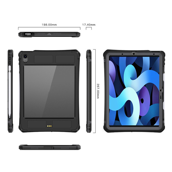 Husă impermeabilă SHELLBOX IP68 pentru Apple iPad Air 11" 6 gen. 2024, negru