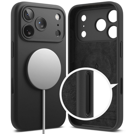 Carcasă Ringke pentru iPhone 17 Pro Max, Silicone Magnetic MagSafe, negru
