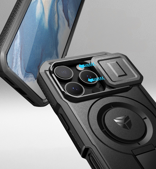 Husă blindată pentru iPhone 16 Pro Max, Dexnor CamProtect MagSafe, negru (Două rame)