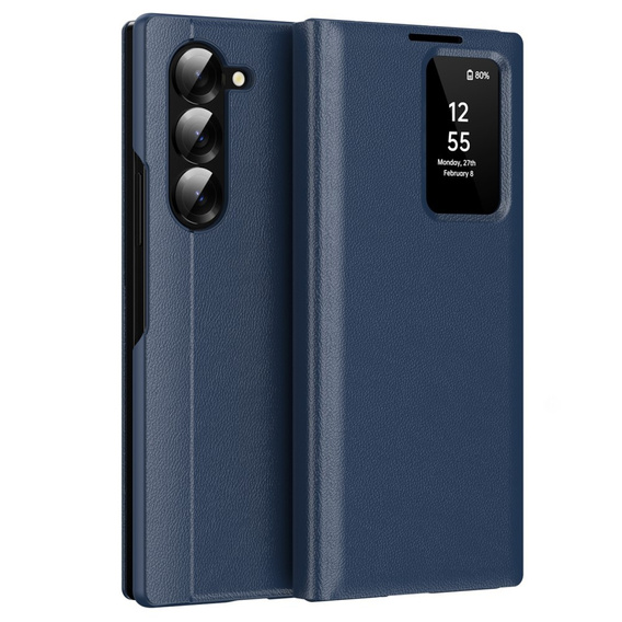 Husă cu clapetă pentru Samsung Z Fold6 5G, Smart View Wallet, albastru închis
