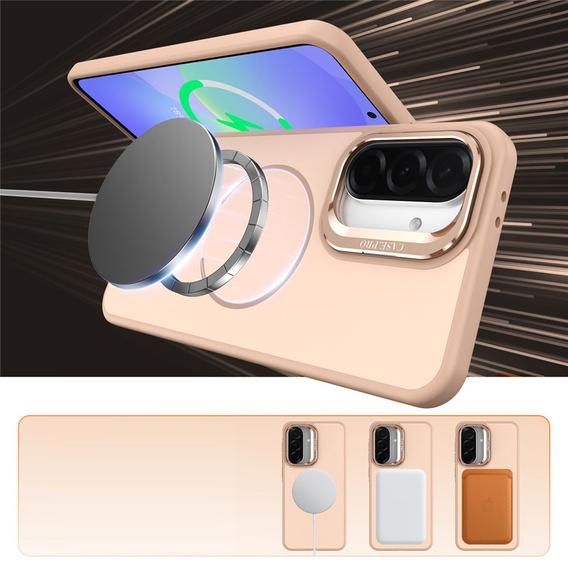 Husă tactilă cu suport MagSafe pentru Samsung Galaxy A57 5G, auriu deșert