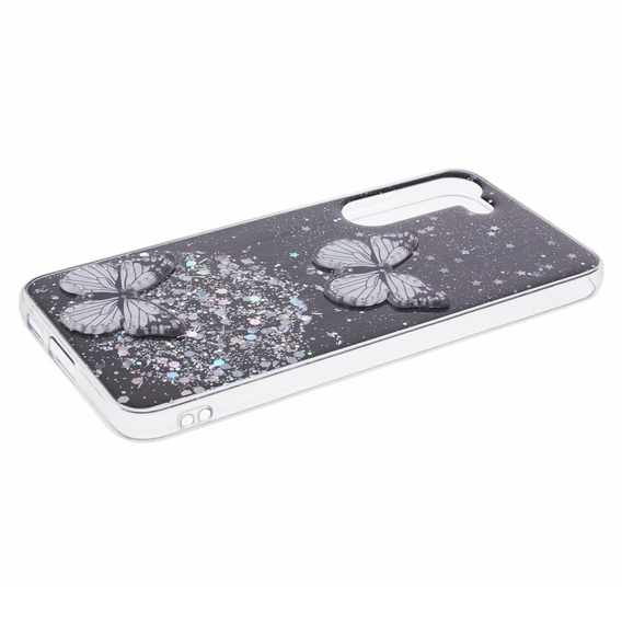 Husă pentru Samsung Galaxy S24, Glitter Butterfly, negru