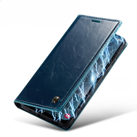 Carcasă flip CASEME pentru Samsung Galaxy A14 5G, Waxy Textured, albastru