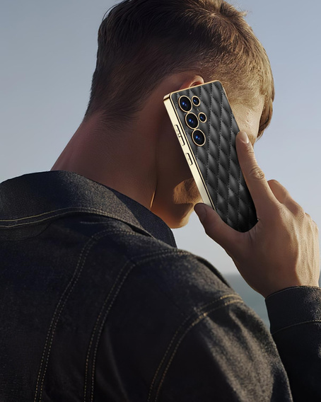 Husă pentru Samsung Galaxy S25 Ultra, Leather Rhombus, negru