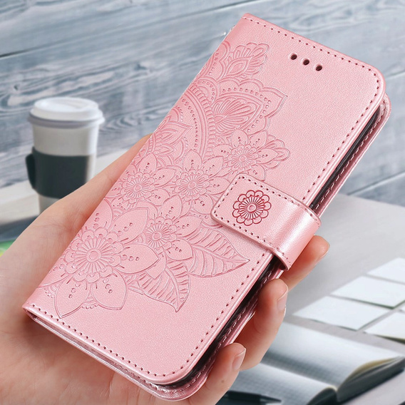 Cu clapetă pentru Samsung Galaxy A54 5G, Mandala Flower, roz rose gold