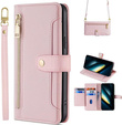 Cu clapetă pentru Xiaomi Poco F6 Pro, Wallet Zipper Pocket, roz