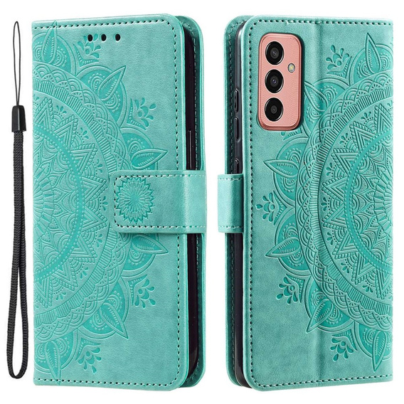 Cu clapetă pentru Samsung Galaxy A14 4G/5G, Mandala, verde
