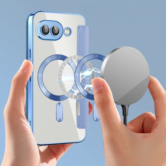 Cu clapetă pentru Google Pixel 9A, RFID Wallet MagSafe CamShield, albastru