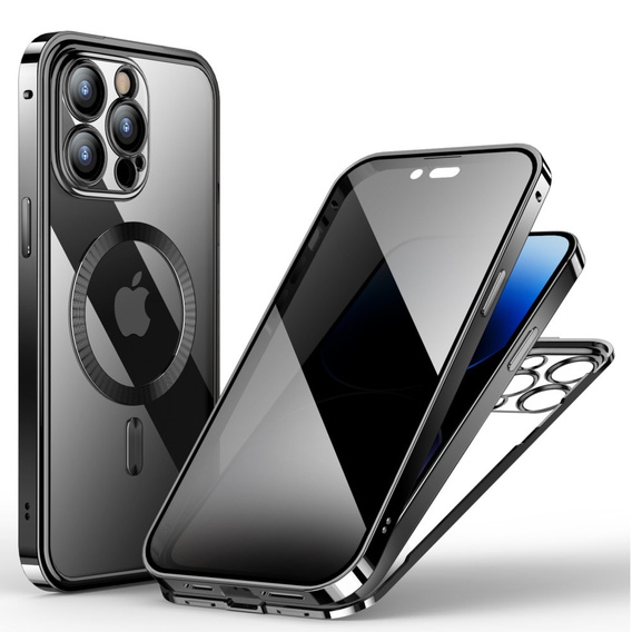 Husă pentru iPhone 14 Pro Max, Privacy Dual Glass, pentru MagSafe, negru